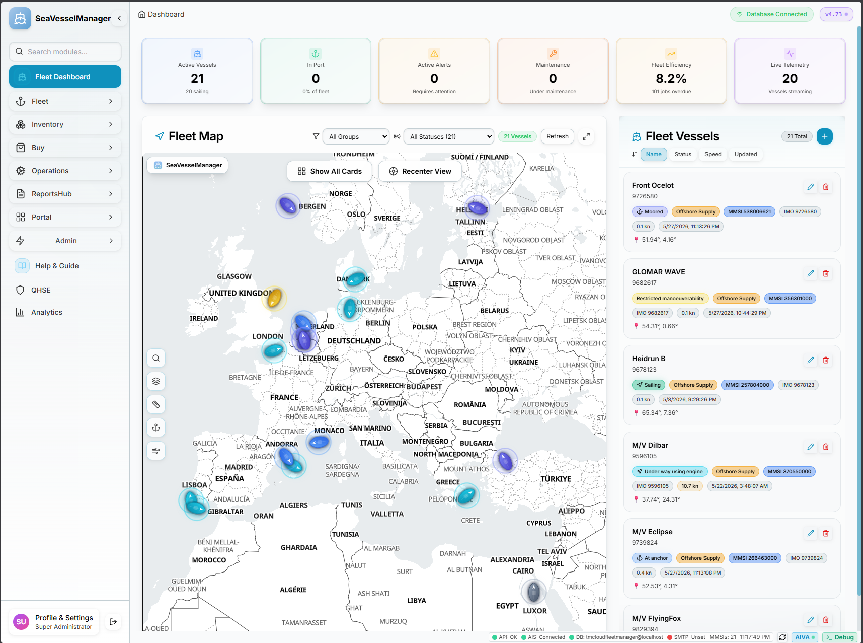 SeaVesselManager Fleet Dashboard